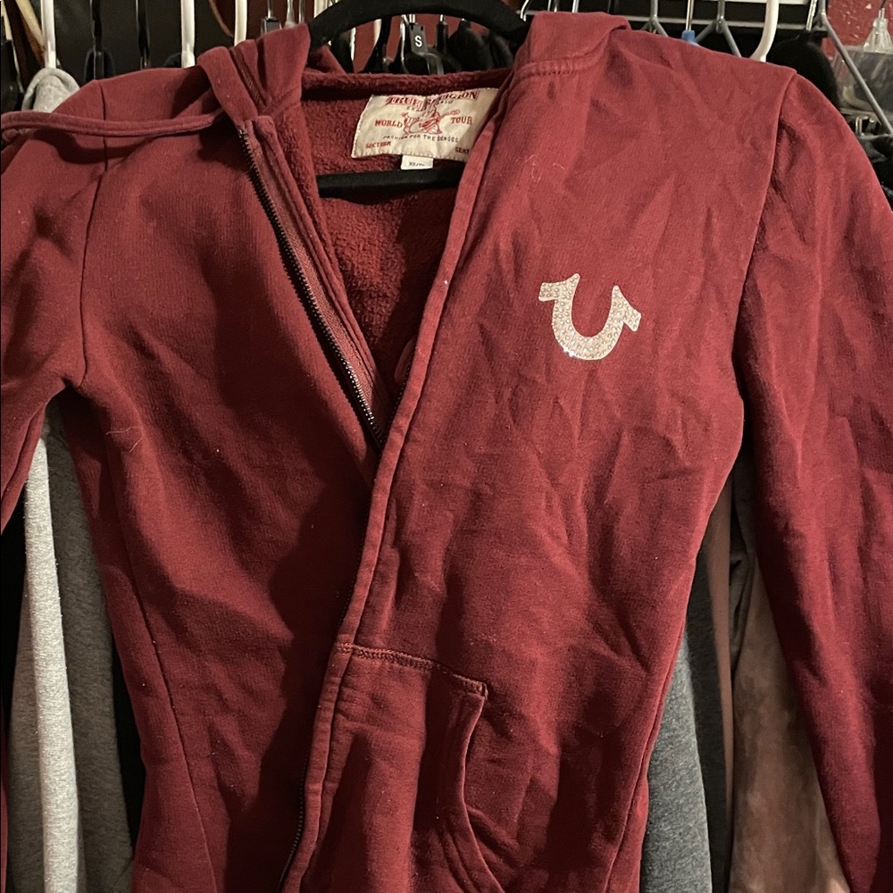 True Religion Maroon Hoodie with Logo